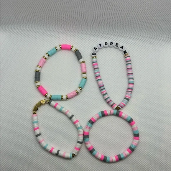 Handmade bracelet set - clay polymer beads with gold accents - Picture 2 of 3